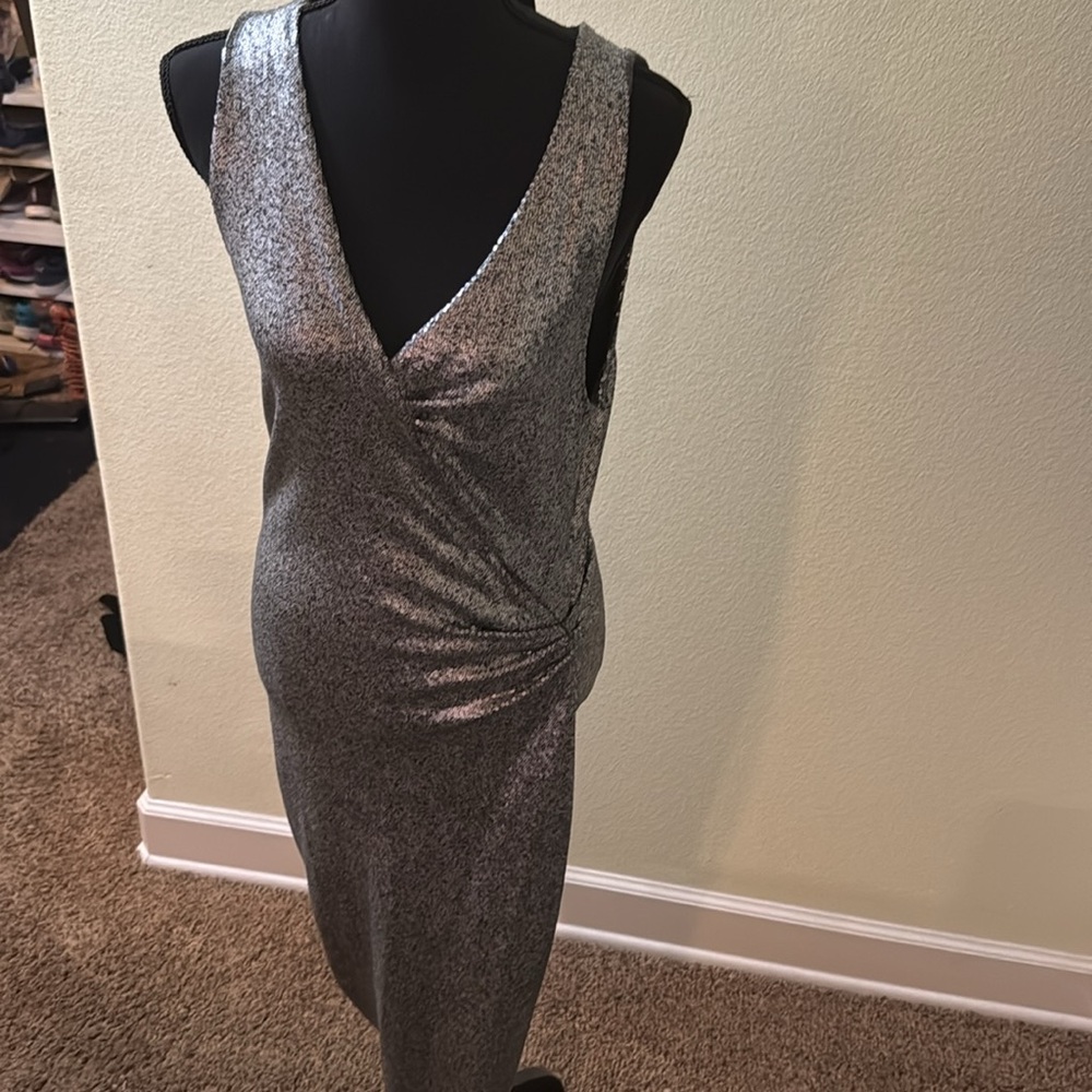 Donna Karan black label Asymmetrical silver sequin dress